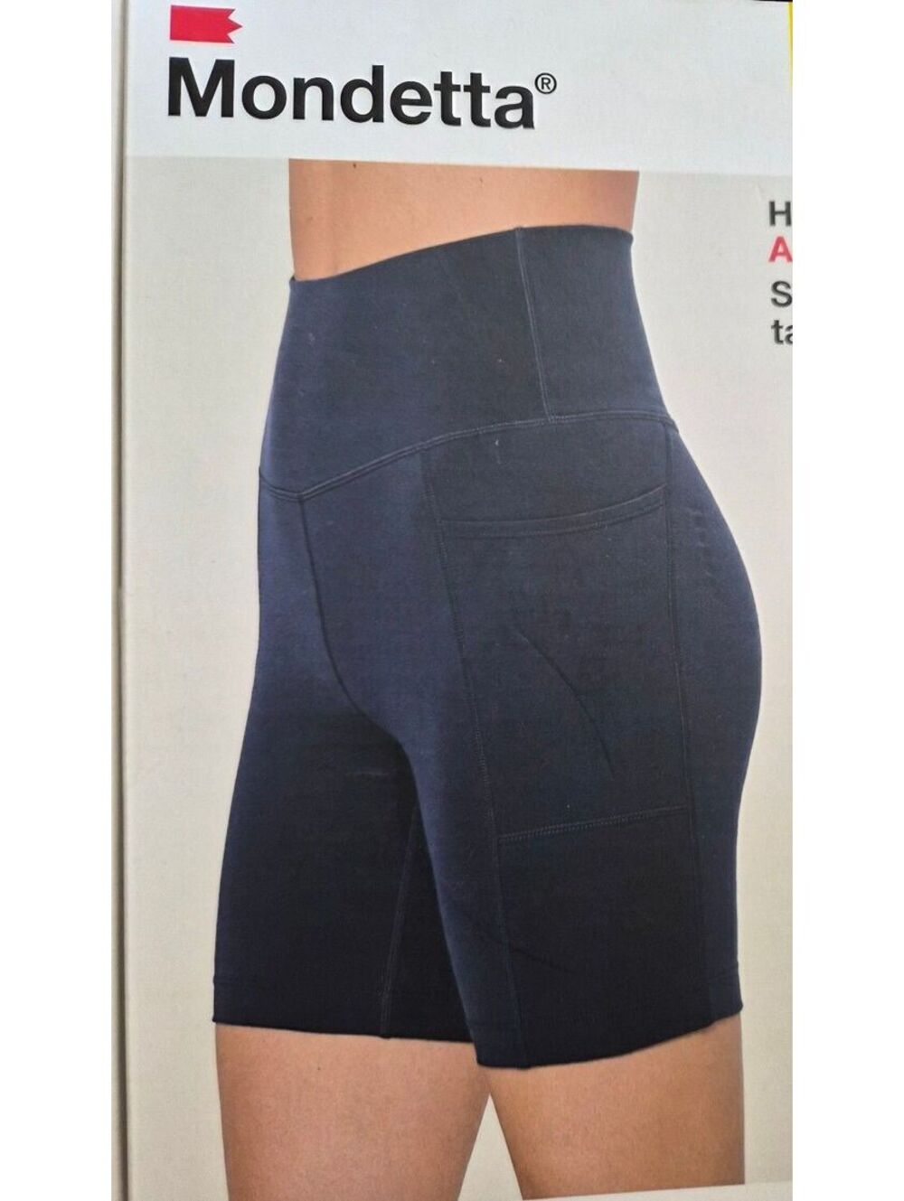 Mondetta High Waist Athletic Biker Shorts in Navy 0163